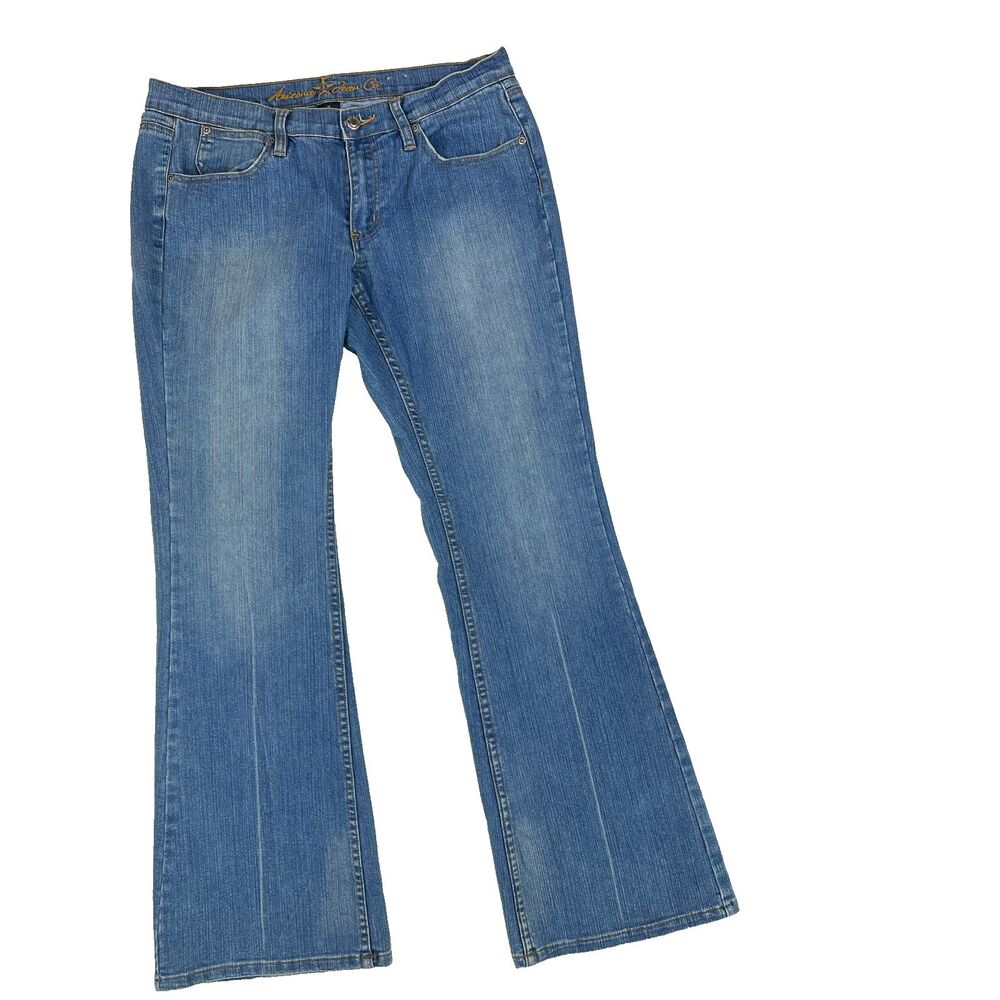 Arizona Jeans Co Low Rise Flare Jeans Womens Jr Size 11 Embroidered Pockets Y2K